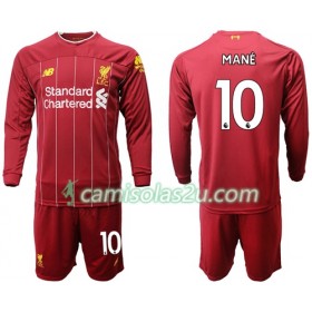 Camisolas de Futebol Liverpool Mane 10 Criança Equipamento Principal 2019/20 Manga Comprida